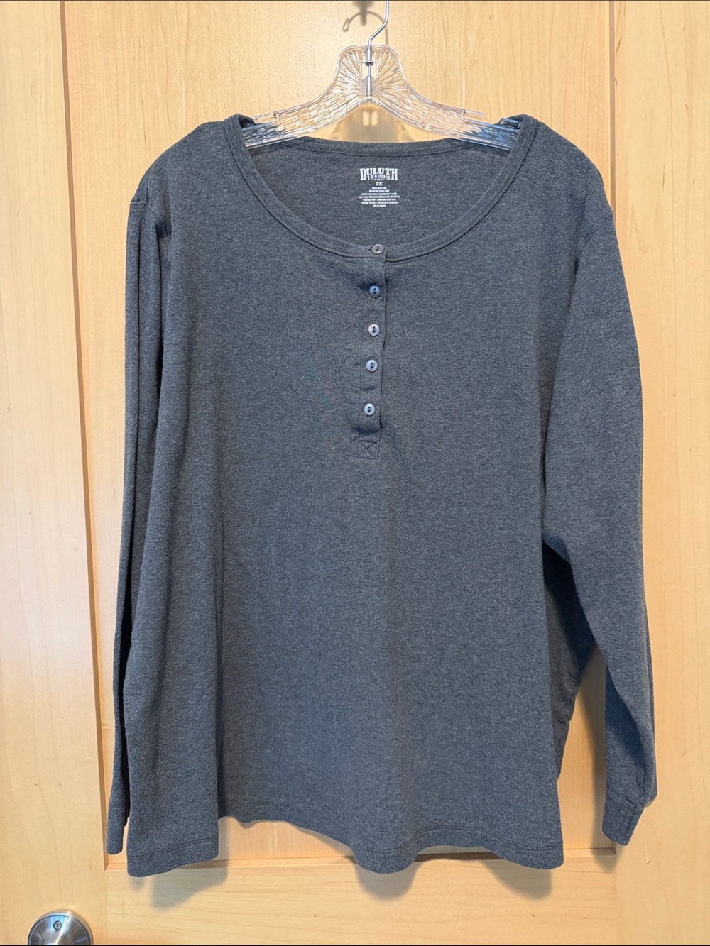 Duluth Trading Co Women’s Charcoal Henley Long Sleeve Top